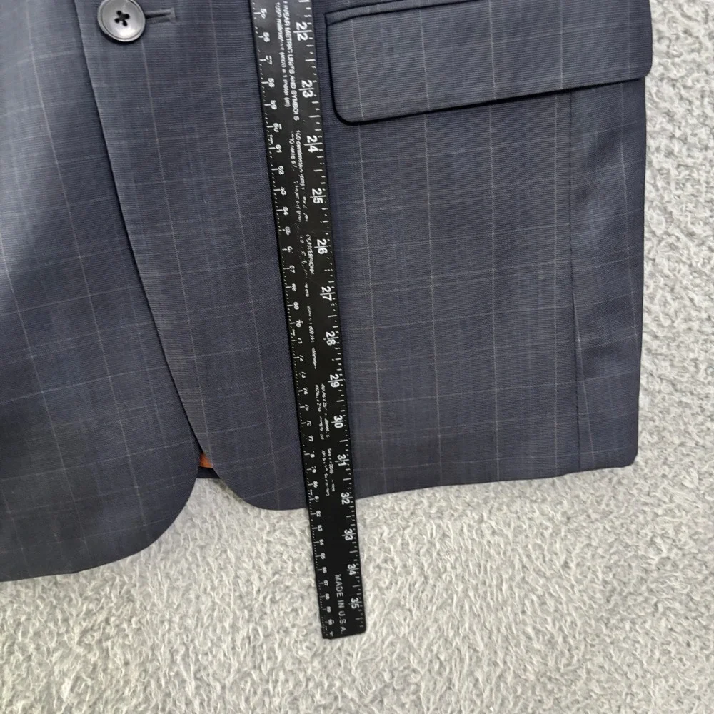 Jos. A. Bank Joseph Mens 40L Slim Fit 2 Piece Suit 100% Wool Blue Plaid 36x32